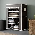 Maison &amp; Cuisine® Collapsible Portable Foldable Wardrobe Storage Shelves Organizer for Clothes Racks Fabric Almirah Non Rustable Iron (4L, Brown) Storage Unit