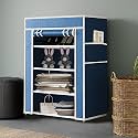 Maison &amp; Cuisine® Collapsible Portable Foldable Wardrobe Storage Shelves Organizer for Clothes Racks Fabric Almirah Non Rustable Iron (4L, Blue) Storage Unit
