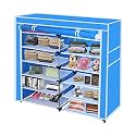 Maison &amp; Cuisine® Collapsible Portable Foldable Wardrobe Storage Shelves Organizer for Clothes Racks Fabric Almirah and Rustable Iron (12L, Blue) Storage Unit