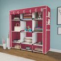 Maison & Cuisine Almirah Foldable closet for Clothes 12 Shelves , 1 Side Pocket (88150) PP Collapsible Wardrobe (Finish Color - Maroon, DIY(Do-It-Yourself))