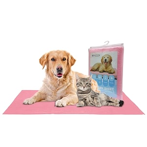 pet dry sheet large- pink  size-140cm x100cm  for all pets  waterproof reusable pee pads for dogs  cat mat  washable pet dry sheet  training pads for dogs  odor remover  quick dry