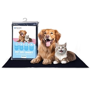 pet dry sheet small- dark blue  size-70cm x 50cm  for all pets  waterproof reusable pee pads for dogs  cat mat  washable pet dry sheet  training pads for dogs  odor remover  quick dry