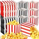 Maitys 200 Pack Mini Popcorn Boxes for Party Bulk 16oz Red and Black Striped Popcorn Boxes Paper Bucket Container 3 x 3.9 in for Movie Nights Supplies Home Theater Carnivals Birthday Wedding