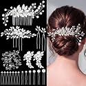 Maitys 44 Pcs Bride Hair Accessories Pearl Crystal Combs, Fresh Style
