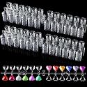 Maitys 480 Tips Heart False Nail Display Tips Clear Nail Color Display Chart Card Sticks with Adhesive Sticker for Bottles Colorful Polish DIY Training Practicing Displaying