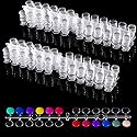 Maitys 480 Tips Round False Nail Display Tips Clear Nail Color Display Chart Card Sticks with Adhesive Sticker for Bottles Colorful Polish DIY Training Practicing Displaying