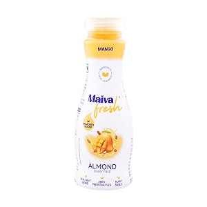 maiva fresh almond milk - mango250 gm  no added sugar - plant based milk  zero added sugar  lactose and gluten free  plant based milk  dairy free