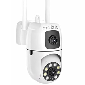 maizic smarthome supercam twinview 55mp fhd dual lens wi-fi outdoor cctv camera  dual screen  color night vision  motion detection  two-way talk  ip66 waterproof s-dual lens 5 mp fox