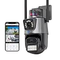 Maizic Smarthome Supercam TwinView 5+5MP FHD Dual Lens Wi-Fi Outdoor CCTV Camera | Dual Screen | Color Night Vision | Motion Detection | Two-Way Talk | IP66 Waterproof (S-Dual Lens 5 MP Fox)