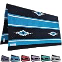 Majestic Ally 36"x 34" Navajo Design Acrylic Saddle Blanket -2.4 lbs (Hurricane Blue and Black)