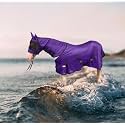 Majestic Ally Horse Fly Sheet with Neck Cover and Head Mask, Breathable UV and Bite Equine Protection, Adjustable Body Straps, Boarding or Turnout Accessory, Contoured Fit (Purple, 76 Inch)