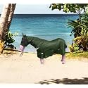 Majestic Ally Horse Fly Sheet with Neck Cover and Head Mask, Breathable UV and Bite Equine Protection, Adjustable Body Straps, Boarding or Turnout Accessory, Contoured Fit (Hunter Green, 72 Inch)