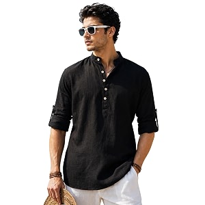 Majestic Man Mens Pure Cotton Solid Mandarin