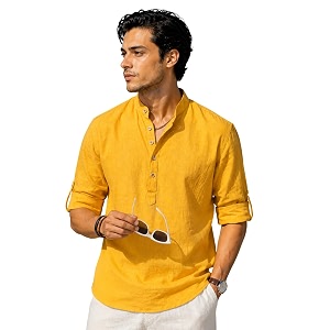 Majestic Man Mens Pure Cotton Solid Mandarin