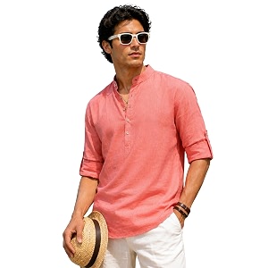 Majestic Man Mens Pure Cotton Solid Mandarin