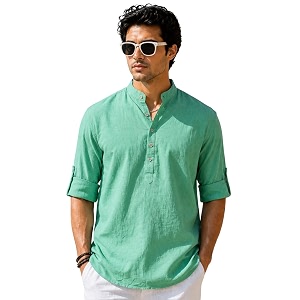 Majestic Man Mens Pure Cotton Solid Mandarin