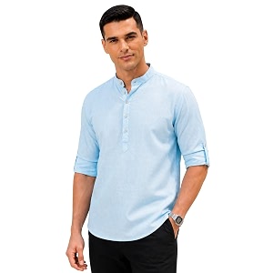 Majestic Man Mens Pure Cotton Solid Mandarin