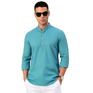 Majestic Man Mens Pure Cotton Solid Mandarin