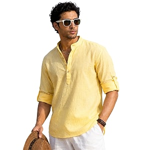 Majestic Man Mens Pure Cotton Solid Mandarin