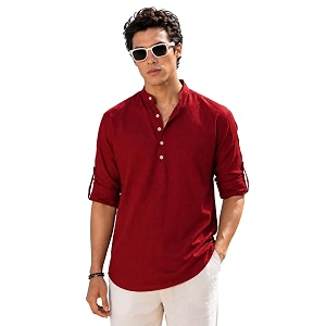 Majestic Man Mens Pure Cotton Solid Mandarin