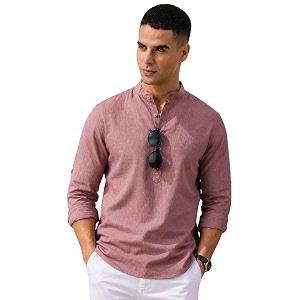 Majestic Man Mens Pure Cotton Solid Mandarin
