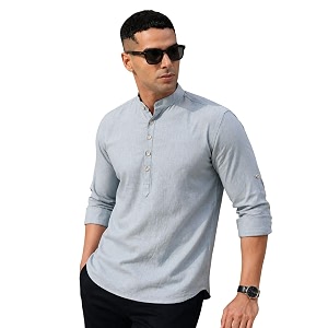 Majestic Man Mens Pure Cotton Solid Mandarin