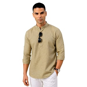 Majestic Man Mens Pure Cotton Solid Mandarin