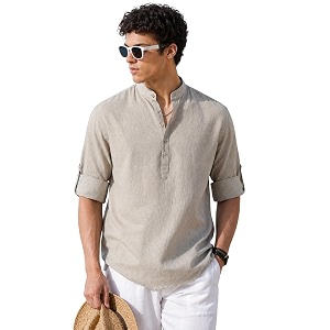 Majestic Man Mens Pure Cotton Solid Mandarin