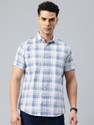 Majestic Man Men Checkered Casual Blue Shirt