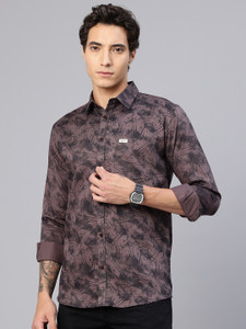 Majestic Man Men Printed Casual Purple Shirt