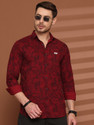 Majestic Man Men Printed Casual Red Shirt