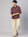 Majestic Man Men Printed Checkered Casual Maroon