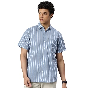Majestic Man Mens Pure Cotton Striped Half