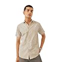 Majestic Man Men’s Slim Fit Pure Cotton Printed Casual Shirt – Short Sleeve | Premium Breathable Fabric | Modern Geometric Design