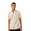 Majestic Man Men’s Slim Fit Pure Cotton Printed Casual Shirt – Short Sleeve | Premium Breathable Fabric | Modern Geometric Design