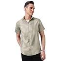 Majestic Man Men’s Slim Fit Pure Cotton Printed Casual Shirt – Short Sleeve | Premium Breathable Fabric | Modern Geometric Design