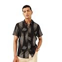 Majestic Man Men’s Slim Fit Pure Cotton Printed Casual Shirt – Short Sleeve | Premium Breathable Fabric | Modern Geometric Design