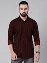 Majestic Man Men Striped Casual Maroon Shirt