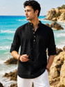 Majestic Man Self Design Cotton Linen Straight