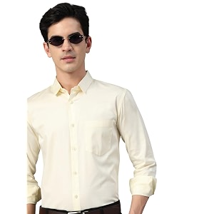 majestic man slim fit satin cotton formal shirt for men