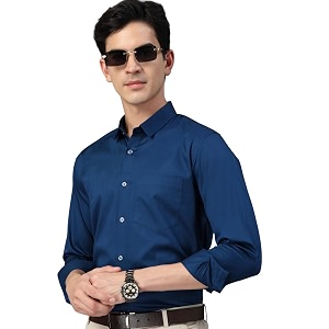 majestic man slim fit satin cotton formal shirt for men