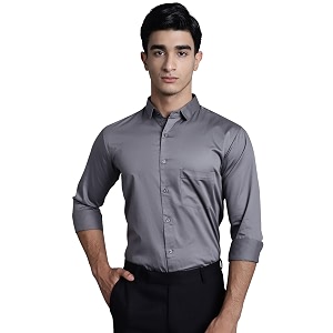 majestic man slim fit satin cotton formal shirt for men