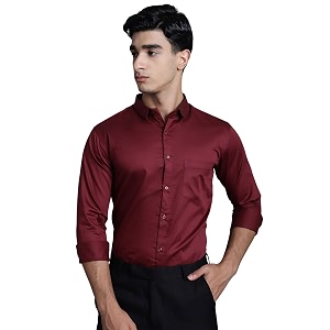 majestic man slim fit satin cotton formal shirt for men