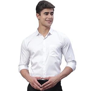 majestic man slim fit satin cotton formal shirt for men