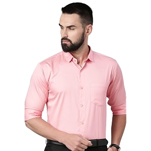 majestic man slim fit satin cotton formal shirt for men