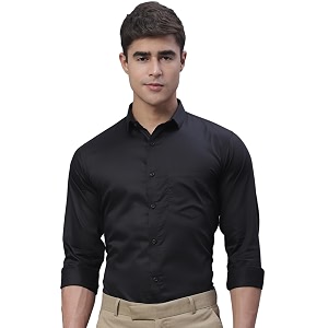 majestic man slim fit satin cotton formal shirt for men