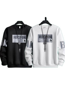 Majexic Printed Men Round Neck Black White