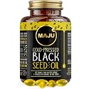 Maju Superfoods Black Seed Oil Capsules - Cold Pressed, 3X Thymoquinone, 100% Turkish Black Cumin Nigella Sativa Seed Oil, Liquid Pure Blackseed 60 Count, 500mg per Capsule