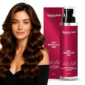 make mee bold heat protectant spray for hair  frizz-free silky finish  aloe vera vitamin e niacinamide pea protein  hair strengthening amp shine mist for all hair types 200ml