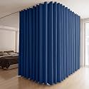 MaKefeile Room Divider Curtains &amp; Flexible Bendable Tracks Set,Privacy Dividers Ceiling Track Window Blackout Curtains for Living Room Bedroom (W150 × H84 in 1 Panel Navy Blue Drape &amp; White Rail)